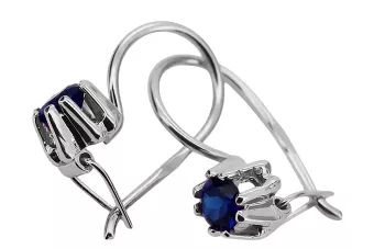 925 فضة 14k 583 Sapphire أقراط vec053s روسي سوفيتي الاتحاد السوفيتي مجوهرات فينتاج آرت ديكو style